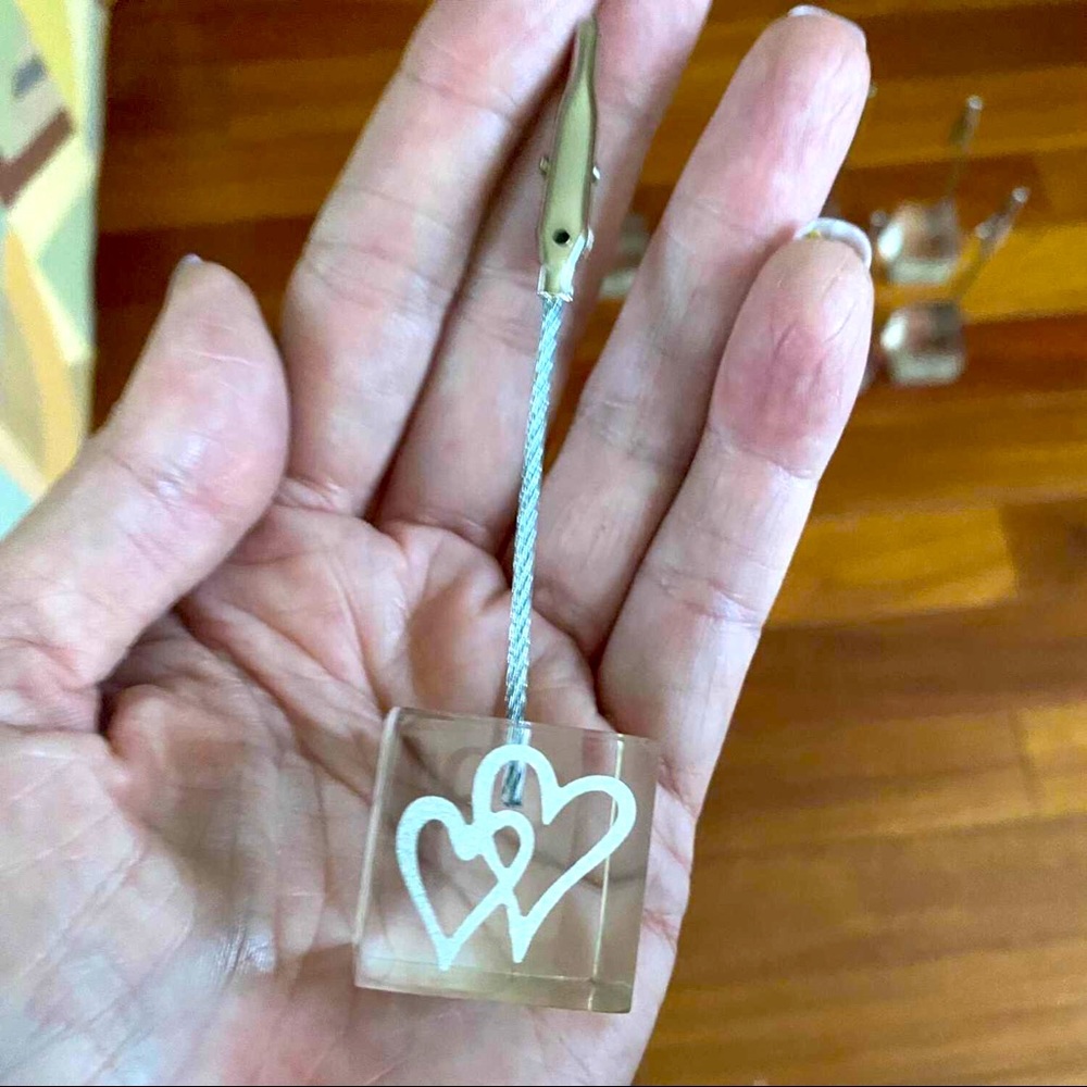 Lot of 8 Acrylic Hearts Place Card Holders/ Photo Display